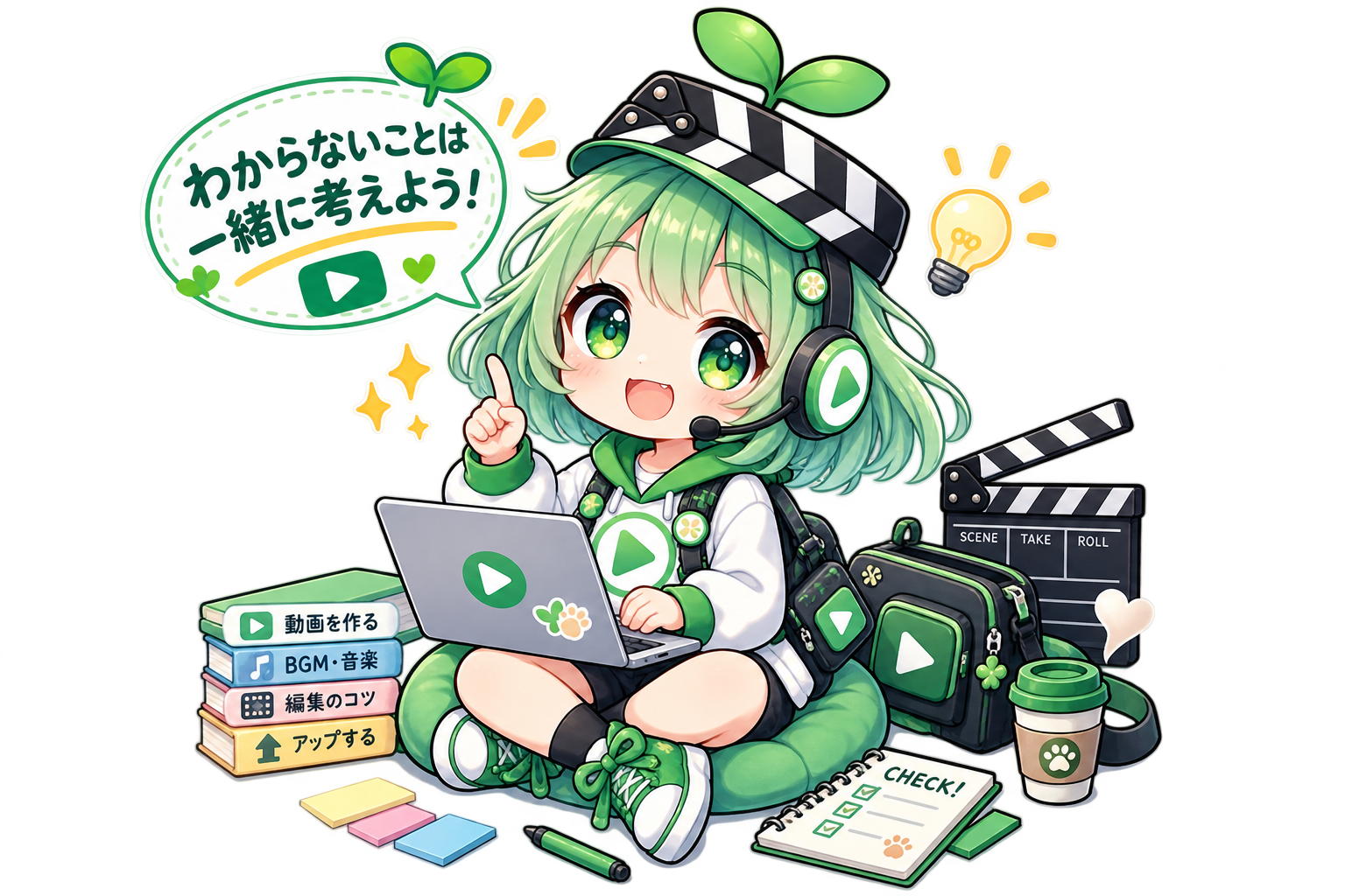 パソコンで一緒に考えるむびりん